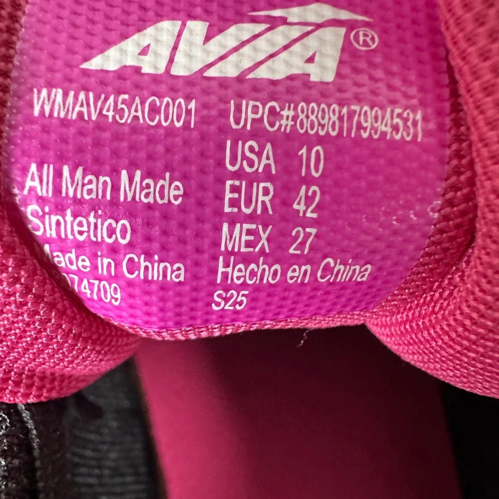 Avia Womens 10 Running Shoes Black Pink Yellow Knit Sneakers Walking Workout NEW